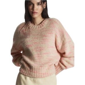 COS Alpaca Wool Blend Sweater subtle melange detail cream pink XS